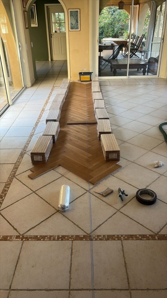 Parquet bâton rompu Design Parquet Village vernis mat à Mouans-Sartoux