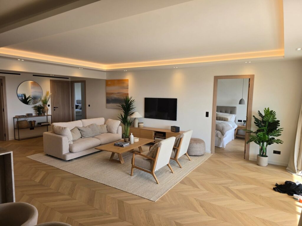 Parquet pointe de Hongrie Design Parquet avenue Albert 1er à Cannes